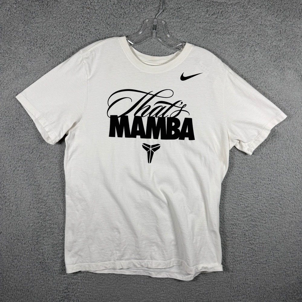 Nike Kobe Bryant Thats Mamba Graphic T-Shirt Mens Large White Black Logo Tee
